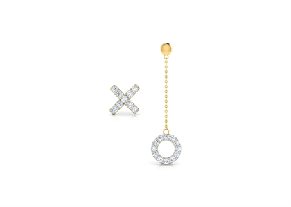 Gold Plated CZ Studded x and o Dangler Earring